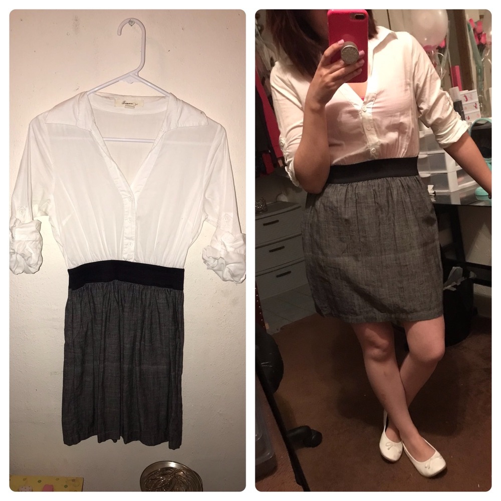 White, Black, and Gray Casual Dress. 👗